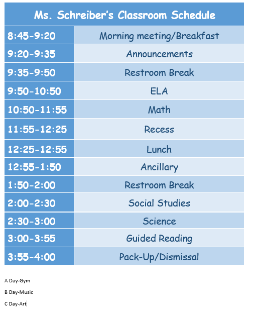 Classroom Schedule